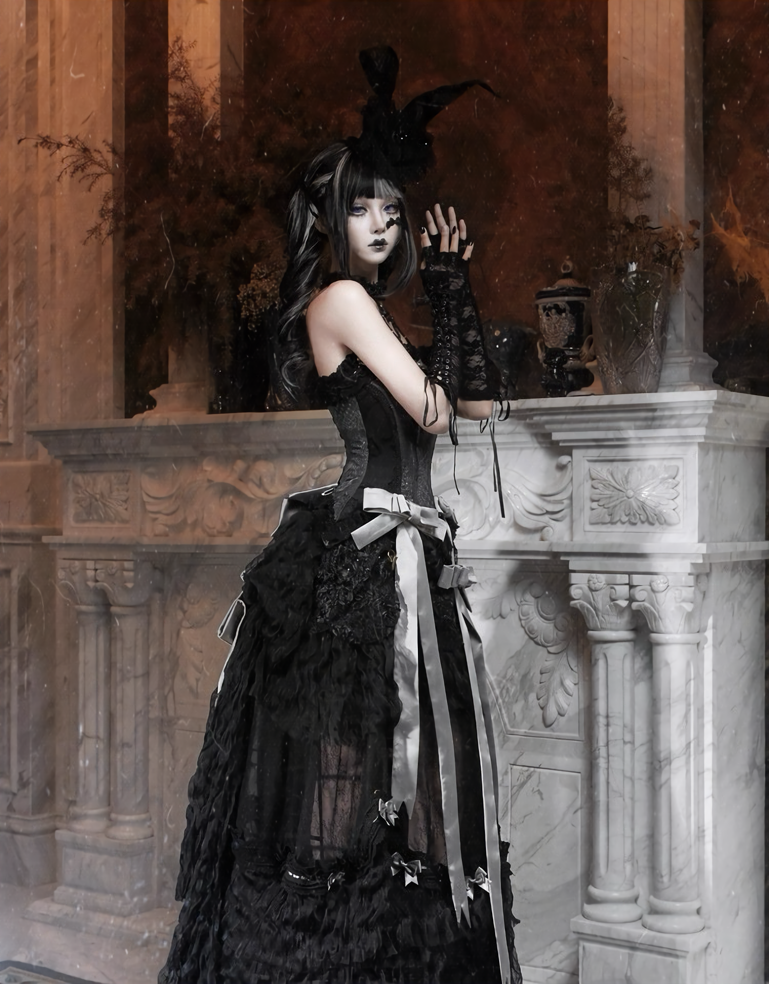 Nocturne Rabbit Veil Hat / NC06