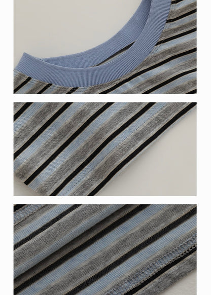 Striped short sleeve round neck T-shirt / AS1244