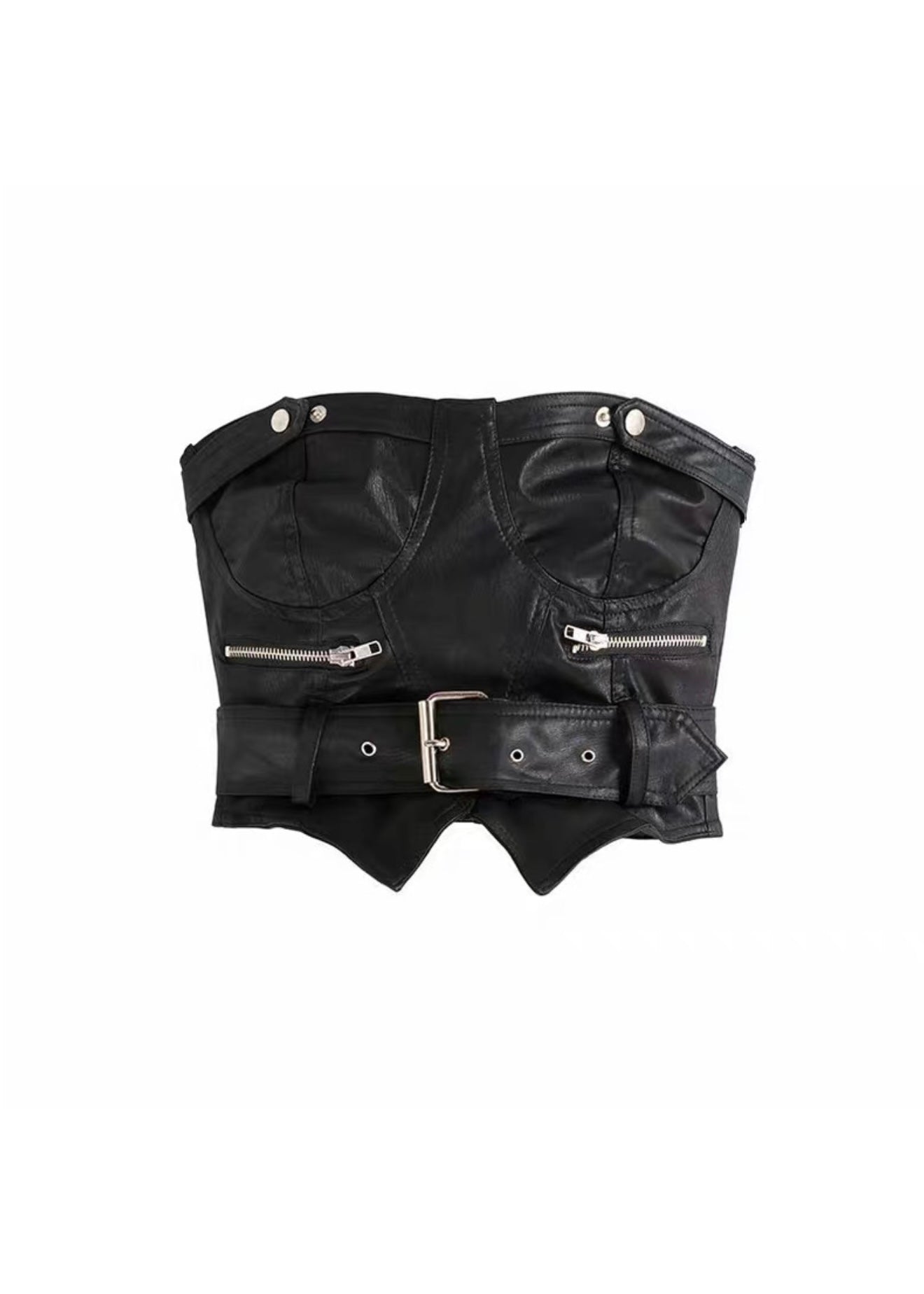 PUレザーベルトストラップチューブトップ / VO1234