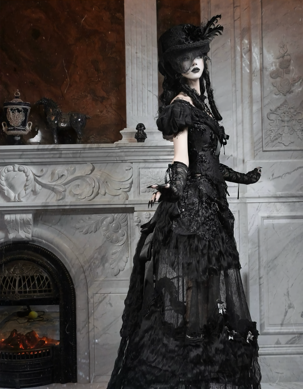 Goth One Shoulder Puff Sleeve Top / NC01