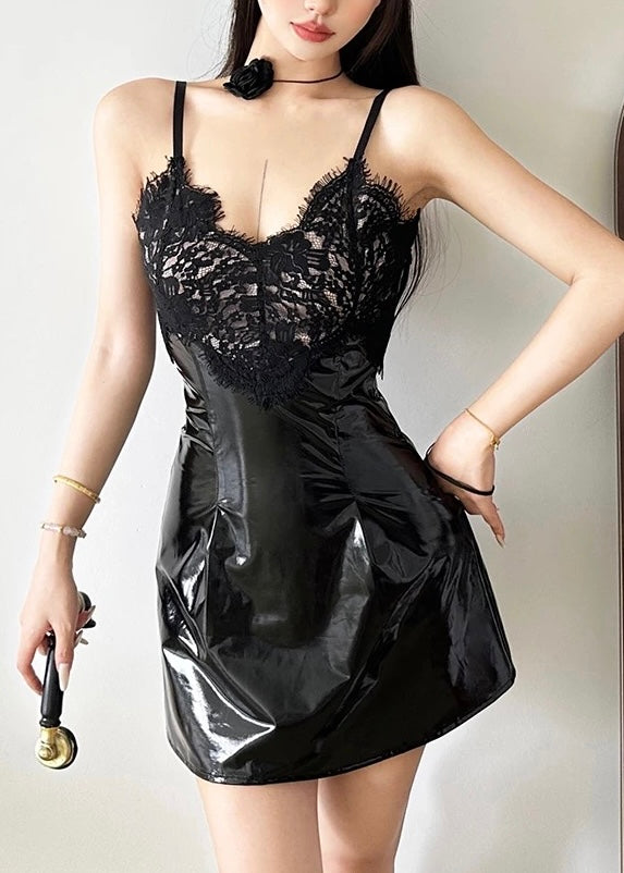 シャイニーPUレースミニワンピ / vo1296