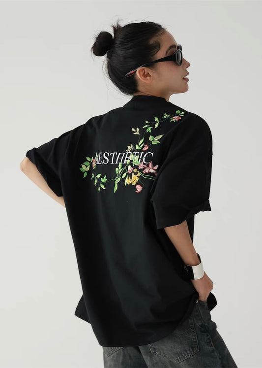 Back floral embroidery T-shirt / AS1310