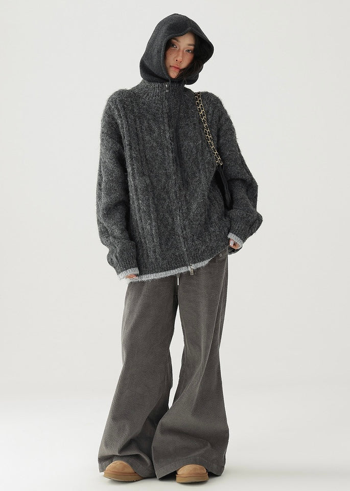 double zip knit cardigan / AS1184 