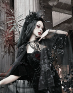 Red Goth Velvet Bandeau Mermaid Dress / CT06