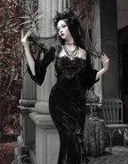 Red Goth Velvet Bandeau Mermaid Dress / CT06