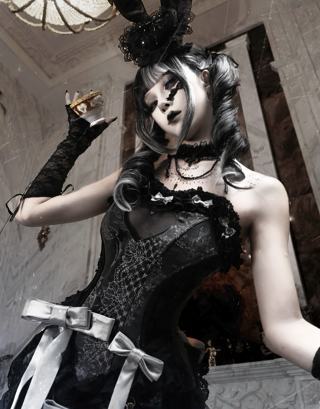 Nocturne Rabbit Veil Hat / NC06