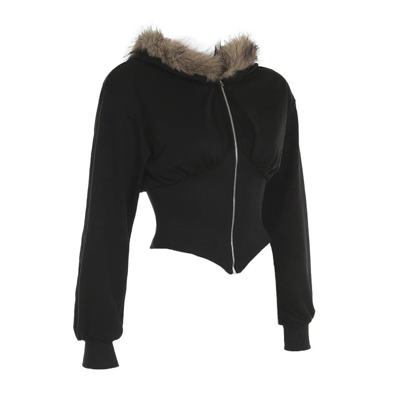 ファーフード付きジップパーカー / vo1285