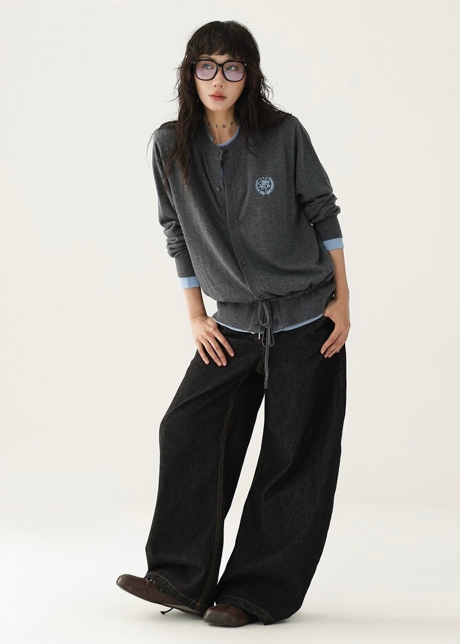 Drawstring knit cardigan / AS1212 