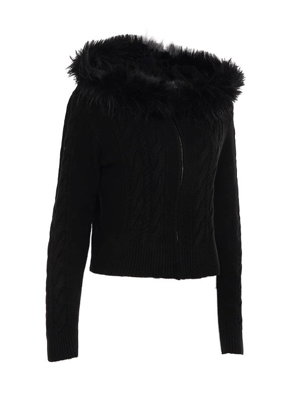 フード付きツイストニットカーディガンパーカー / VO1299