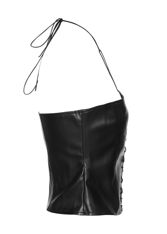 PUレザーバンドートップ / VO1129