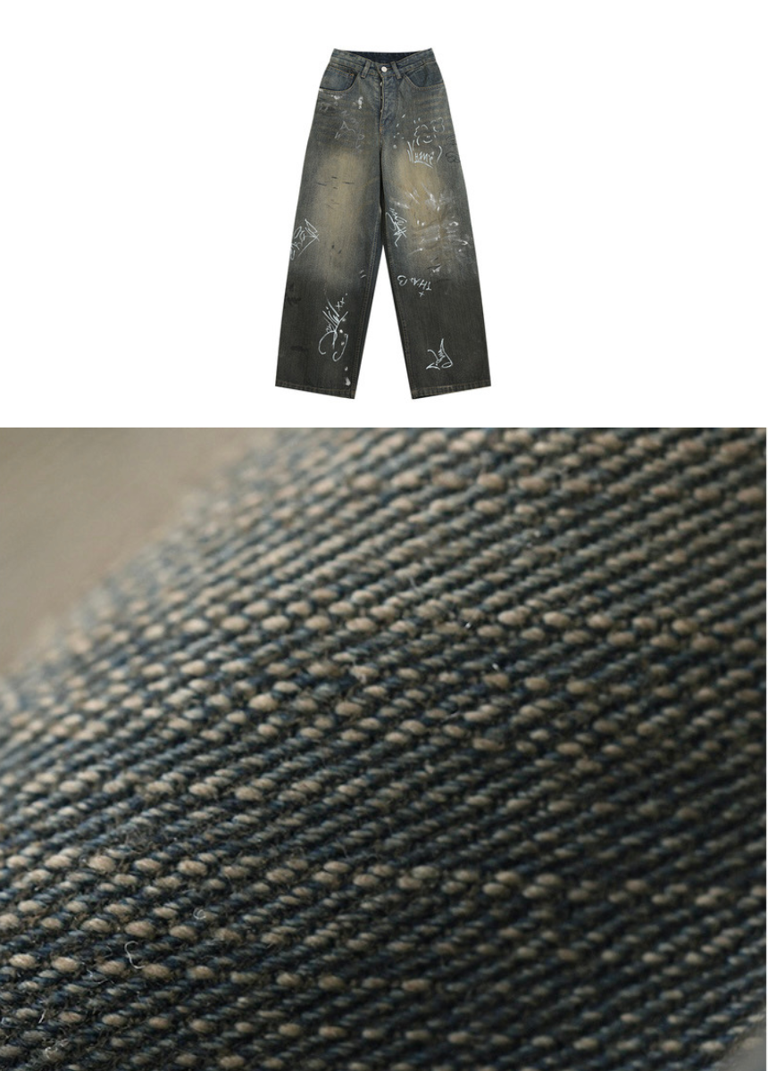 Graffiti print wide leg pants / AS1234