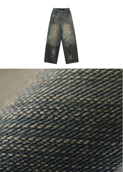 Graffiti print wide leg pants / AS1234