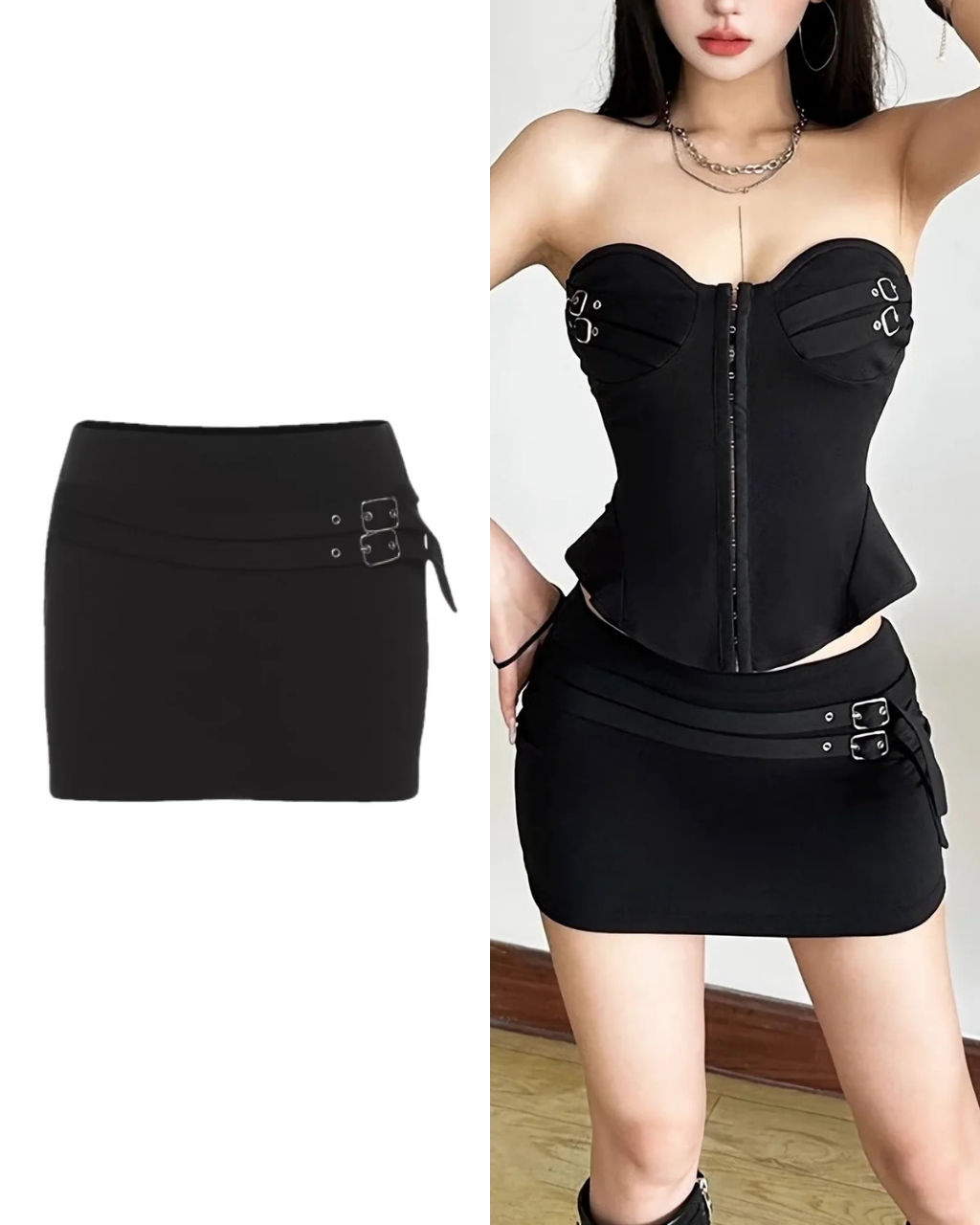 ダブルバックルミニスカート / vo1278