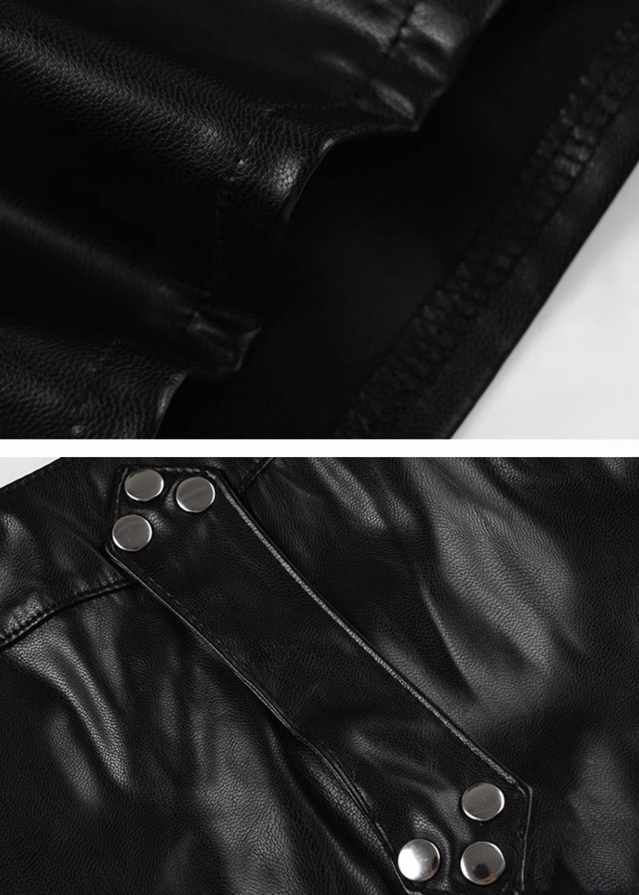 スタッズジッパーPUレザーショートパンツ / VO1115