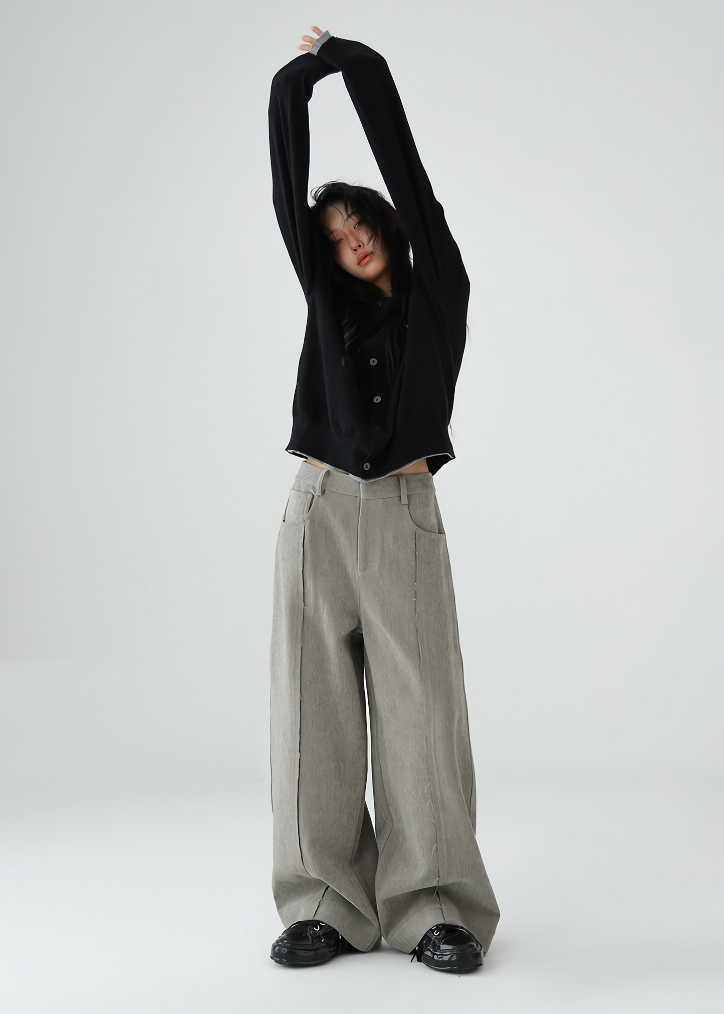 Loose casual chenille wide leg pants / AS1146 