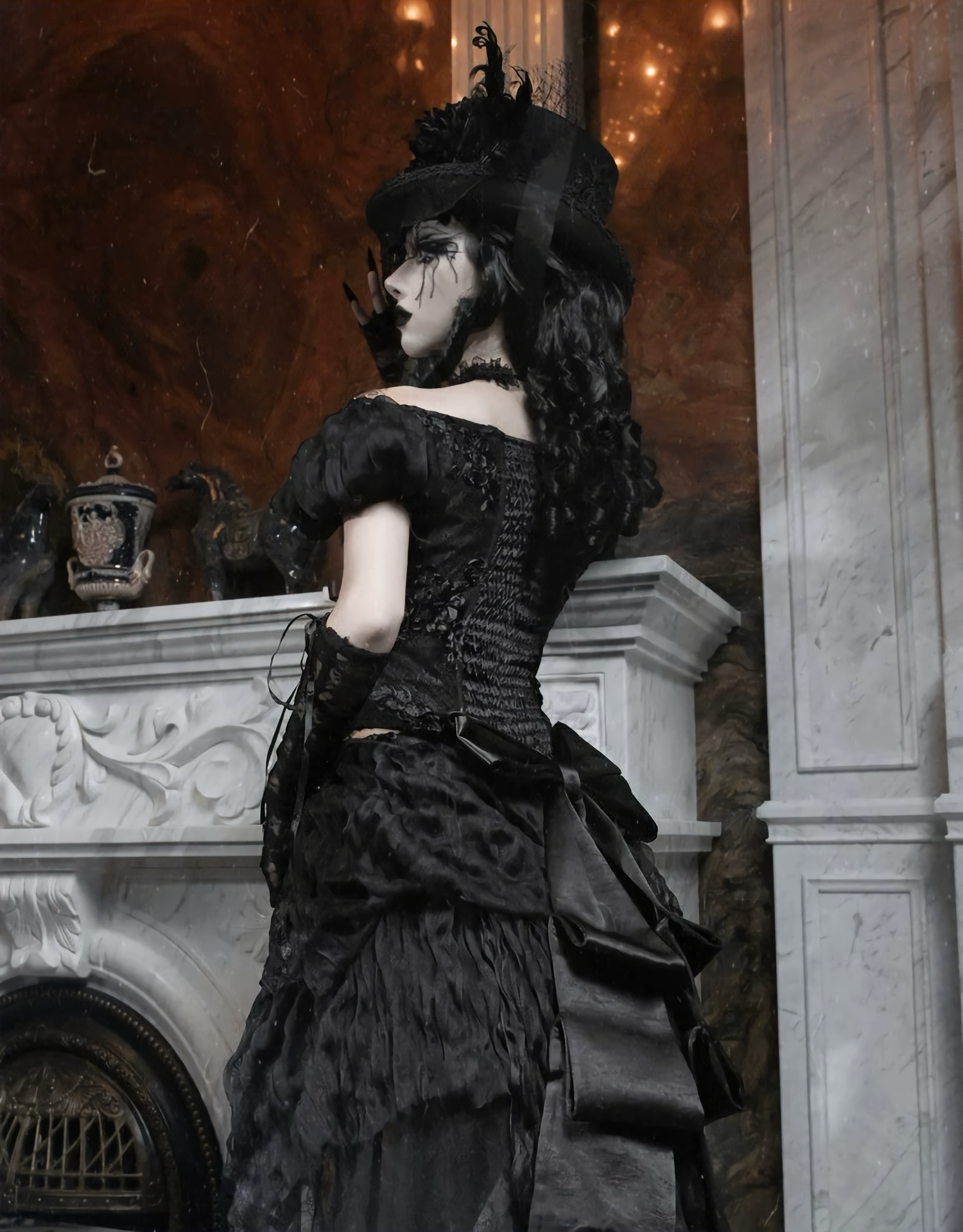 Goth One Shoulder Puff Sleeve Top / NC01