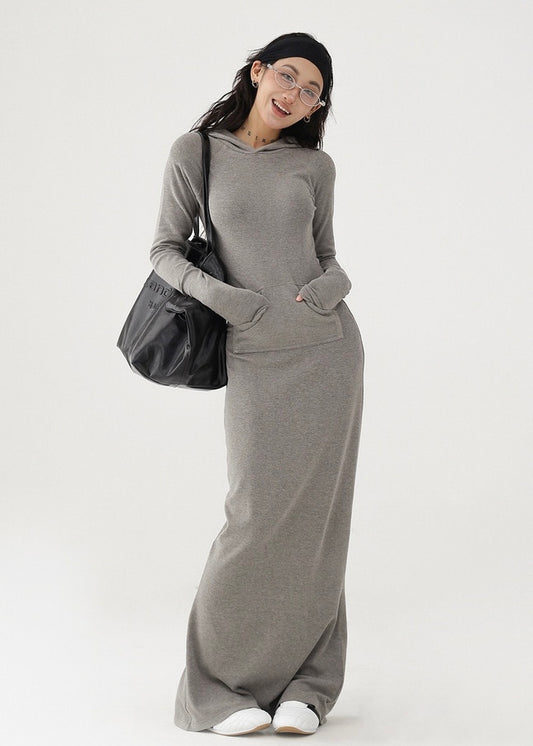 Hood Maxi Length Dress / AS1196