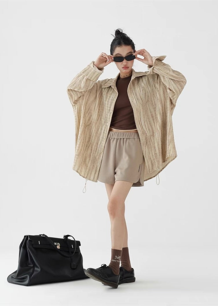 Ruffled drape casual long sleeve shirt / AS1262