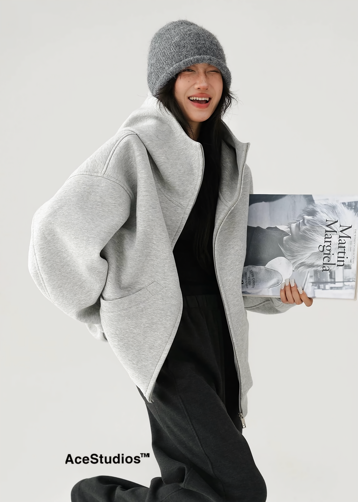 padded hooded zip sweatshirt / AS1145 