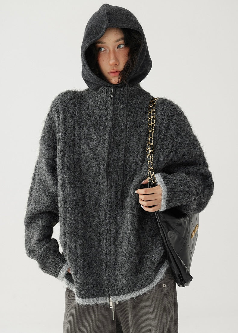 double zip knit cardigan / AS1184 