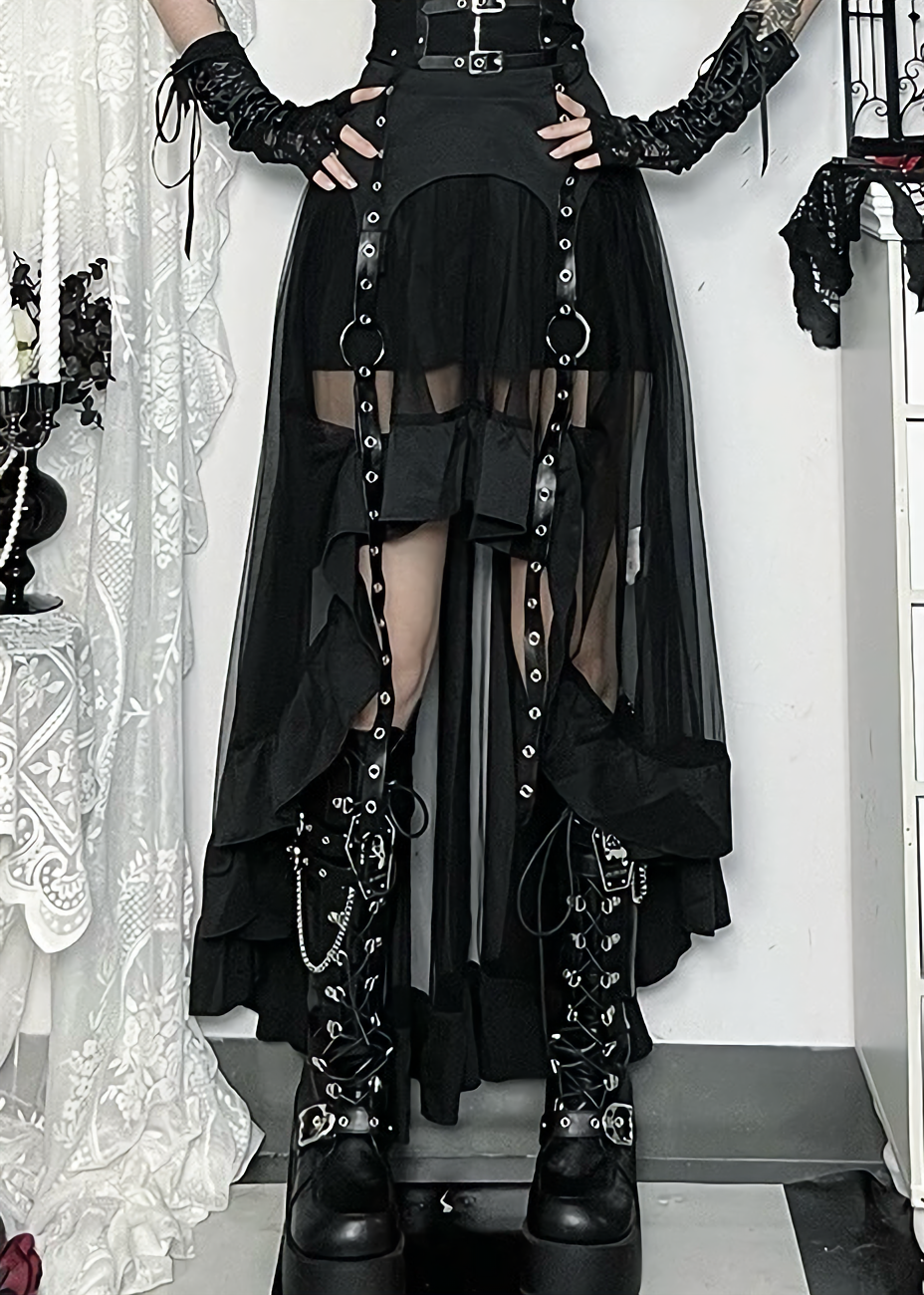 サスペンダーロングレーススカート / vo1277