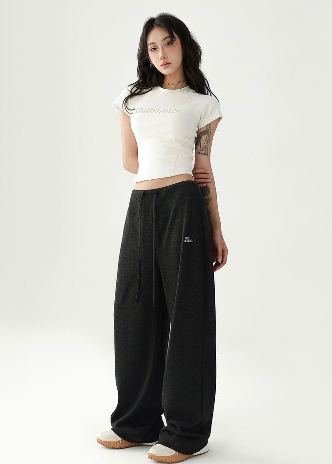 Loose drawstring straight pants / AS1203
