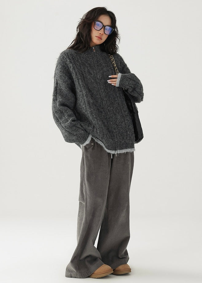 double zip knit cardigan / AS1184 