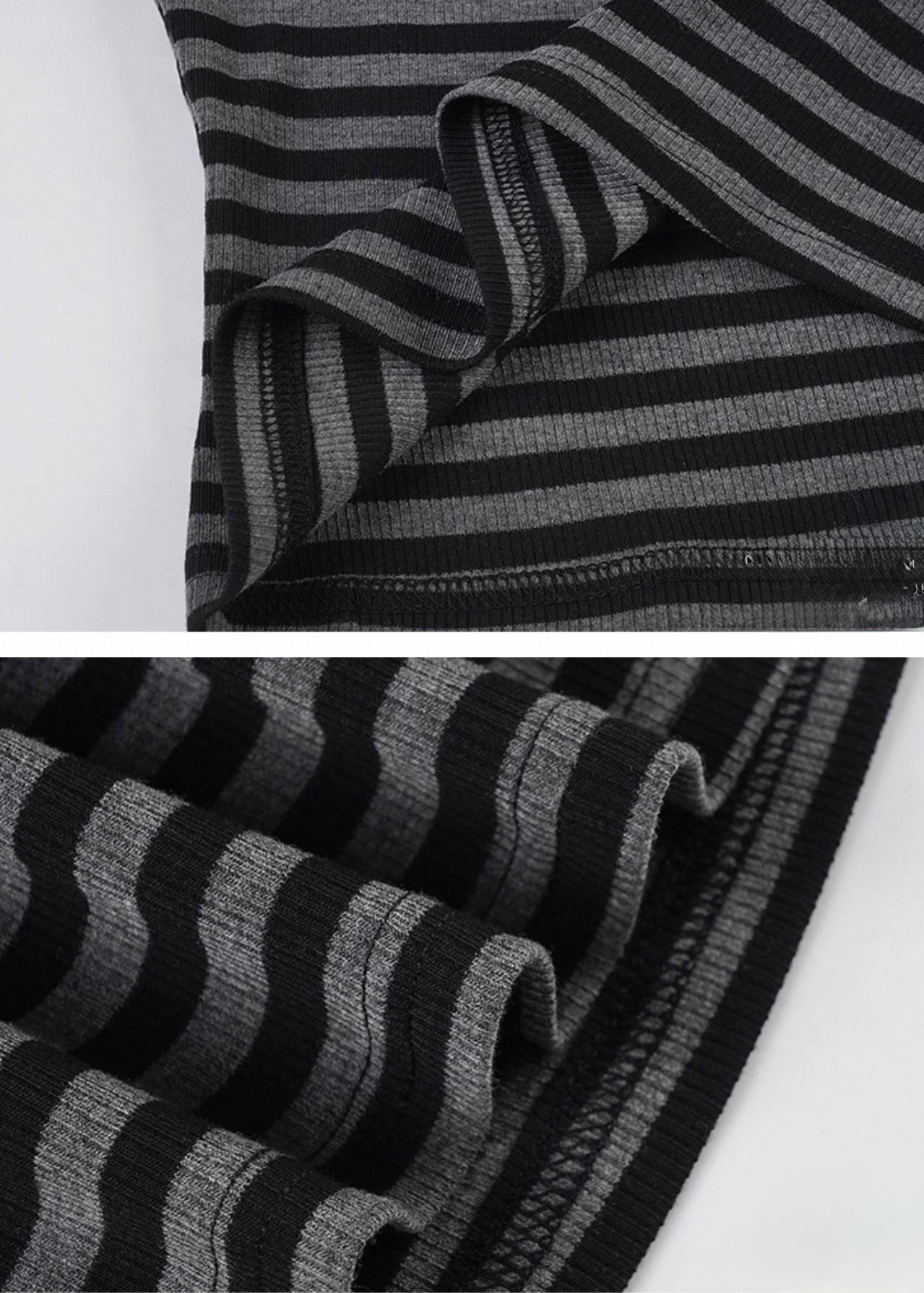 スリムフィットVネックストライプ半袖シャツ / VO1116