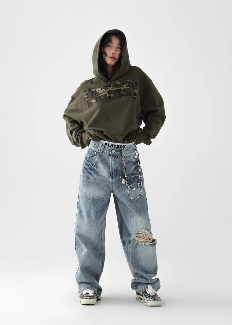Blue Letter Denim Pants / AS1270