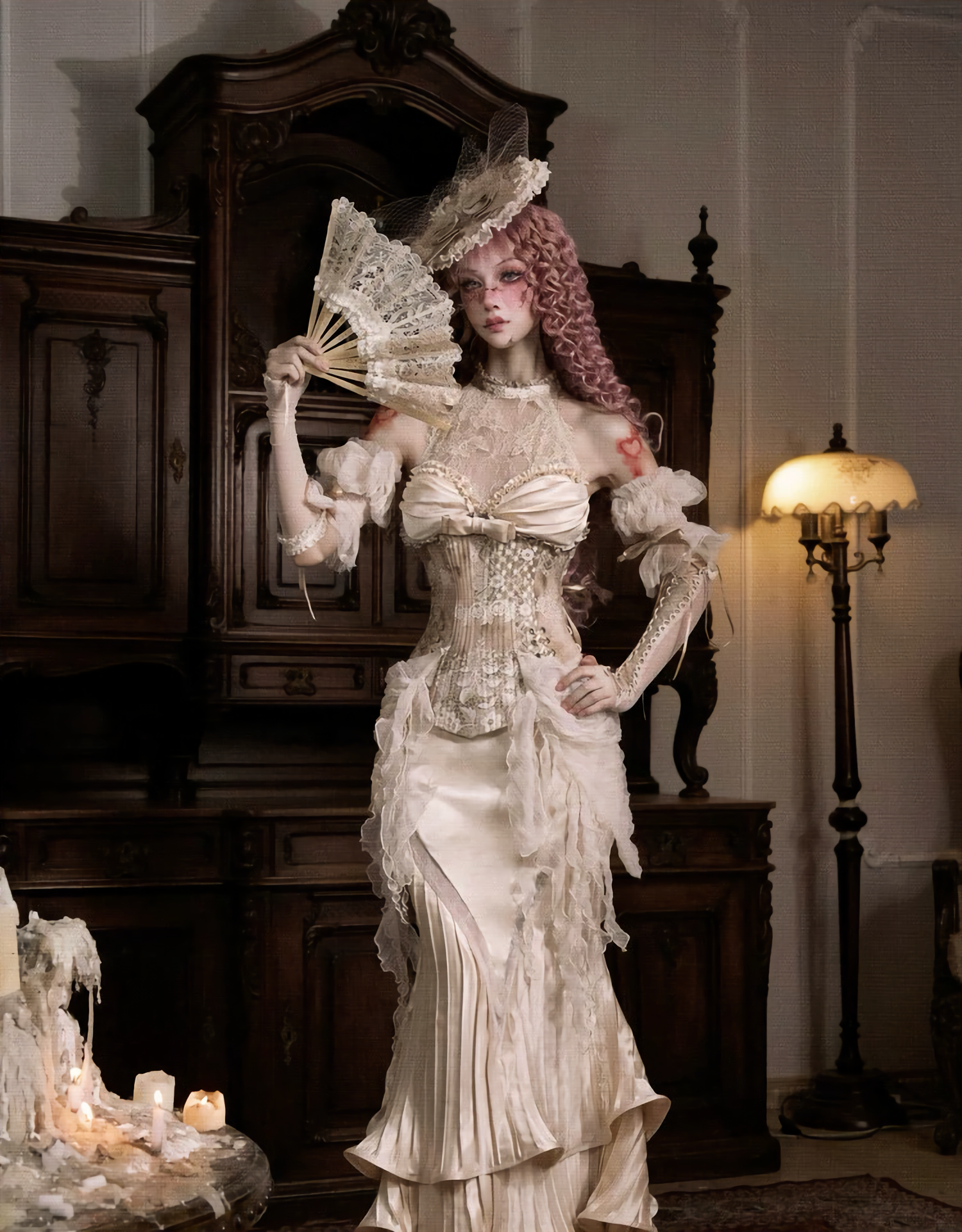 French Rococo Satin Long Mermaid Skirt / DR03