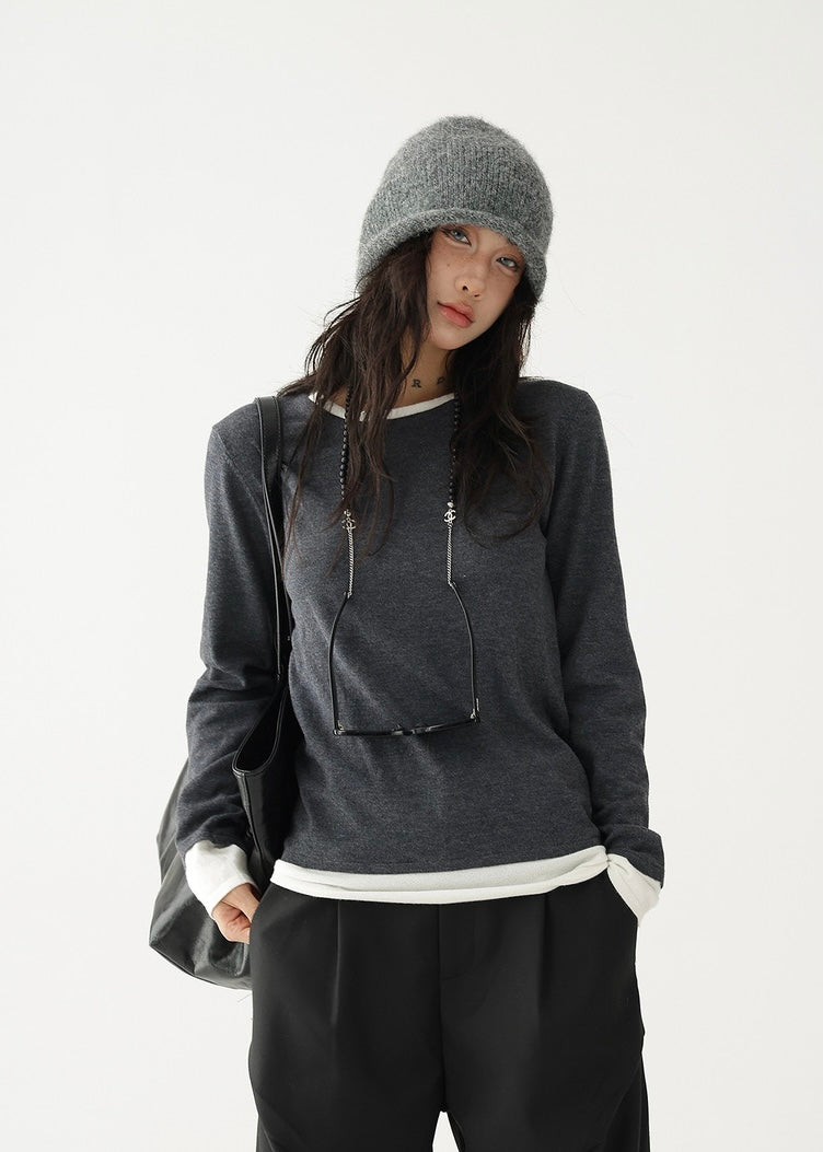 Patchwork long sleeve T-shirt / AS1221