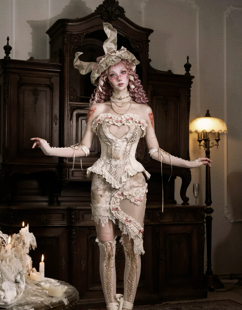 Elegant Rabbit Retro Bow Skirt & Stockings / DR07