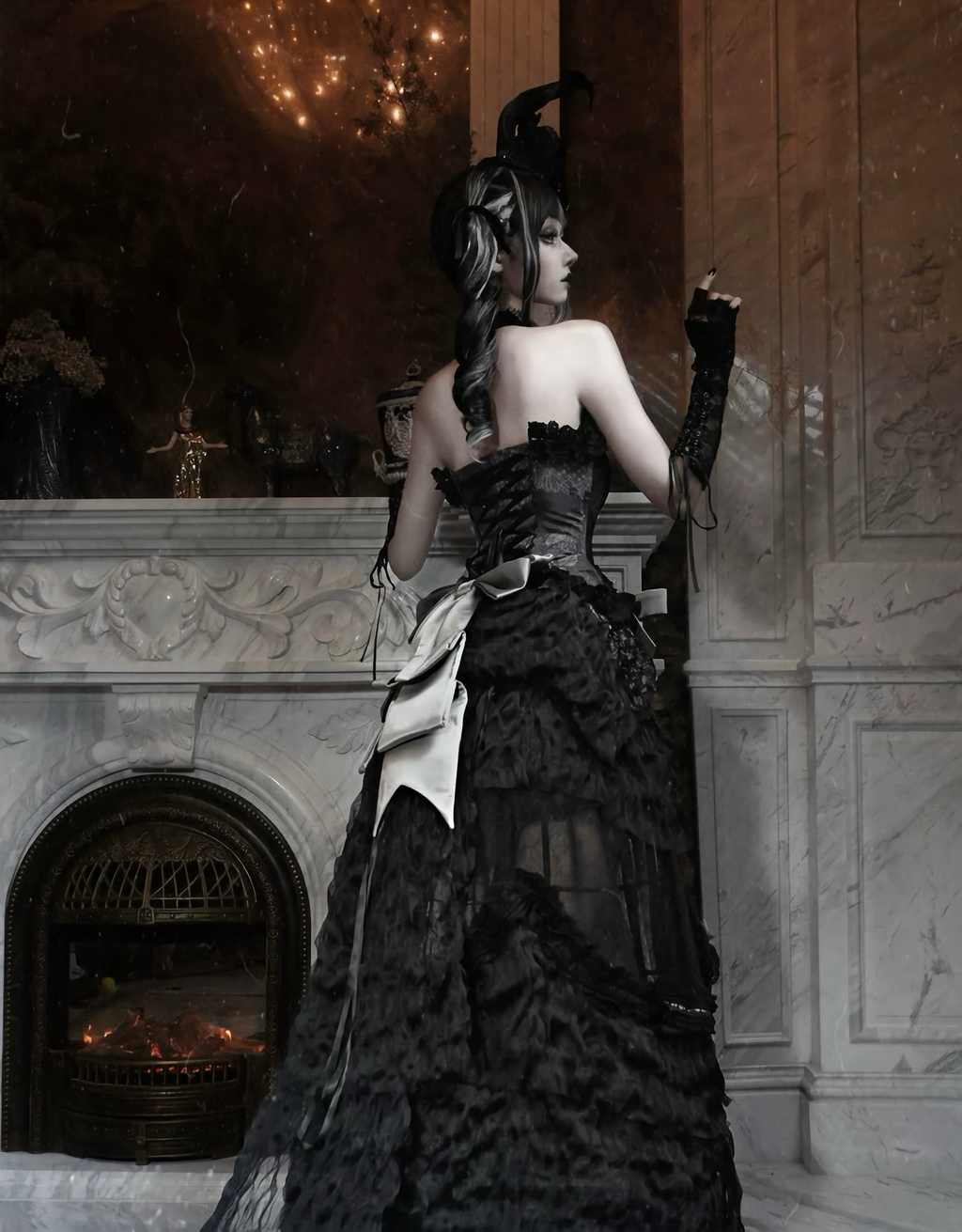 Black Lace Rabbit Hat / NC05