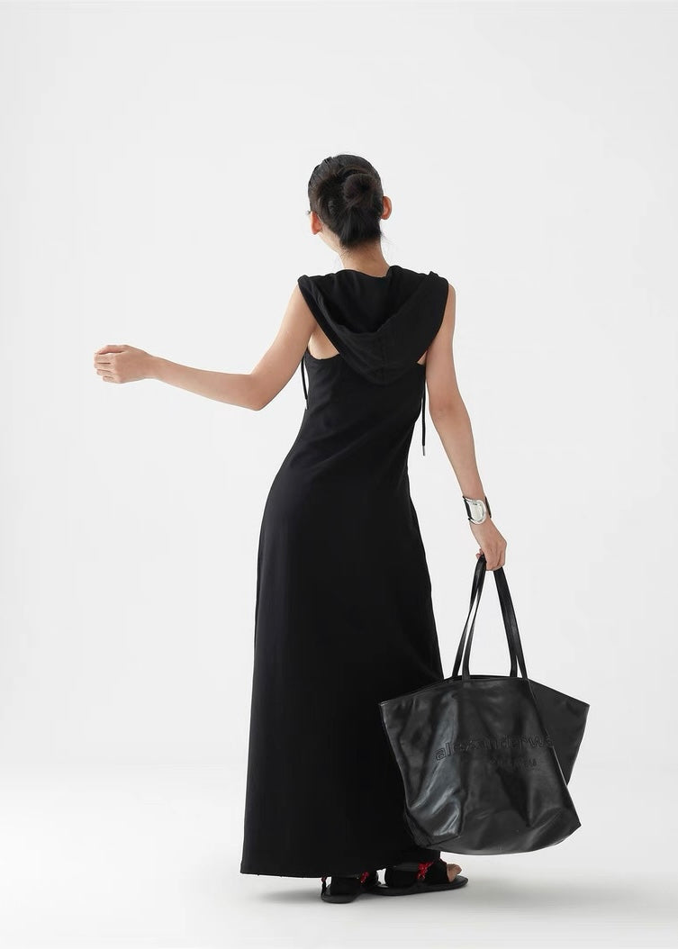 A-line long hooded dress / AS1300