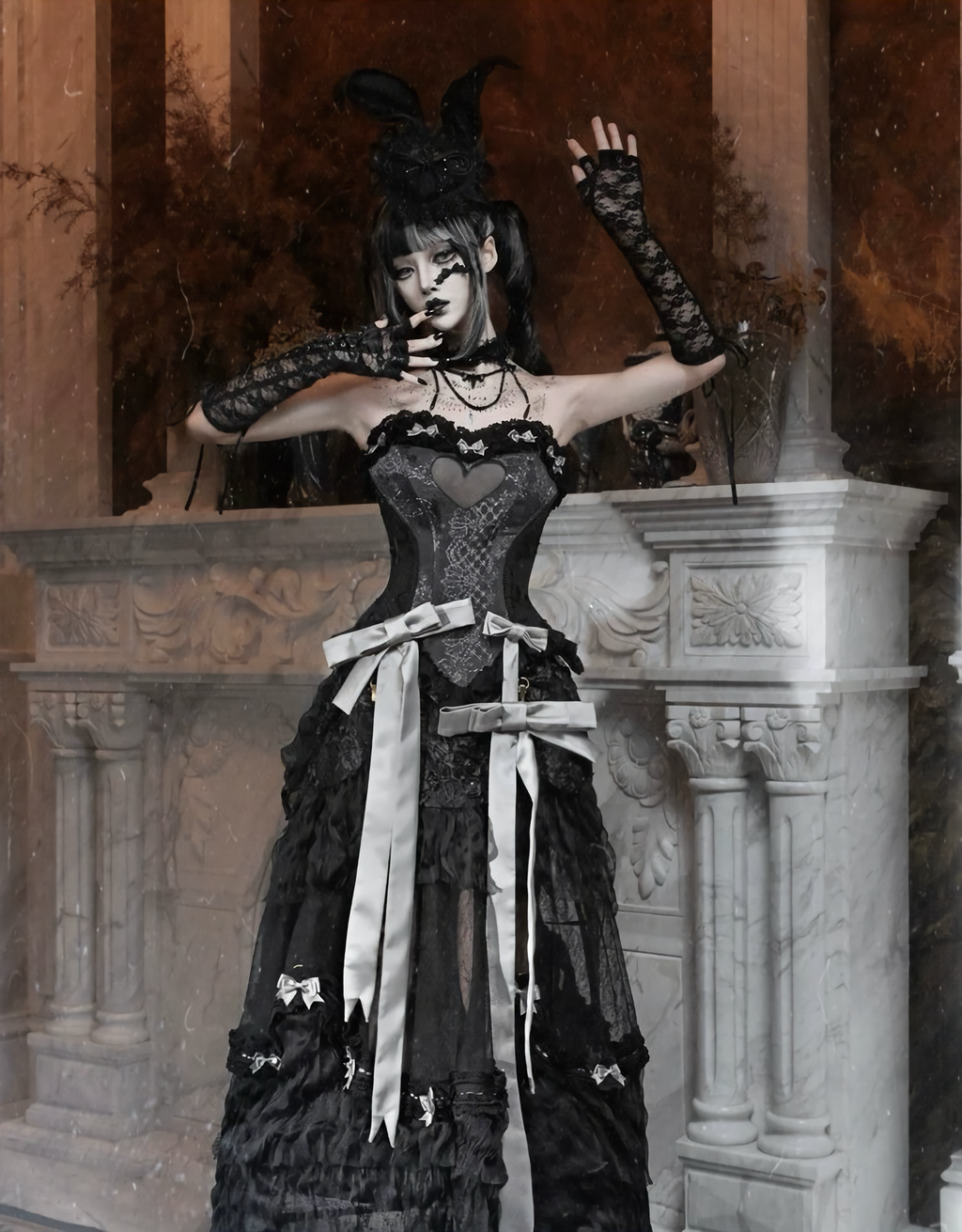 Nocturne Rabbit Veil Hat / NC06