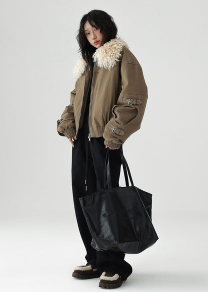 fur-collar work zip jacket / LG1178 