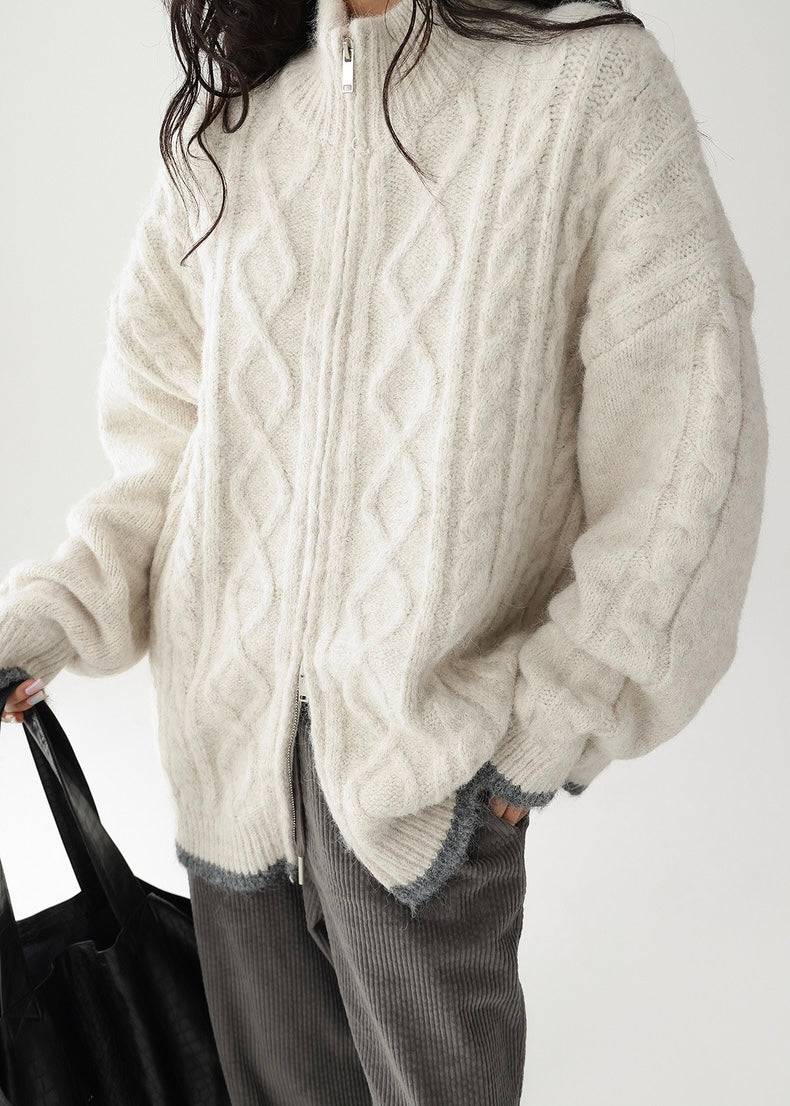 double zip knit cardigan / AS1184 