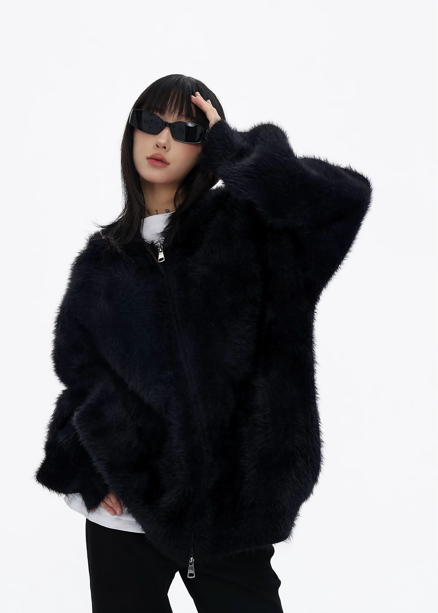 hooded sweater cardigan / AS1136 