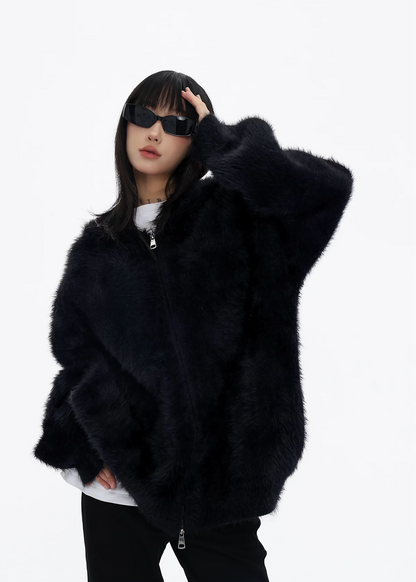hooded sweater cardigan / AS1136 