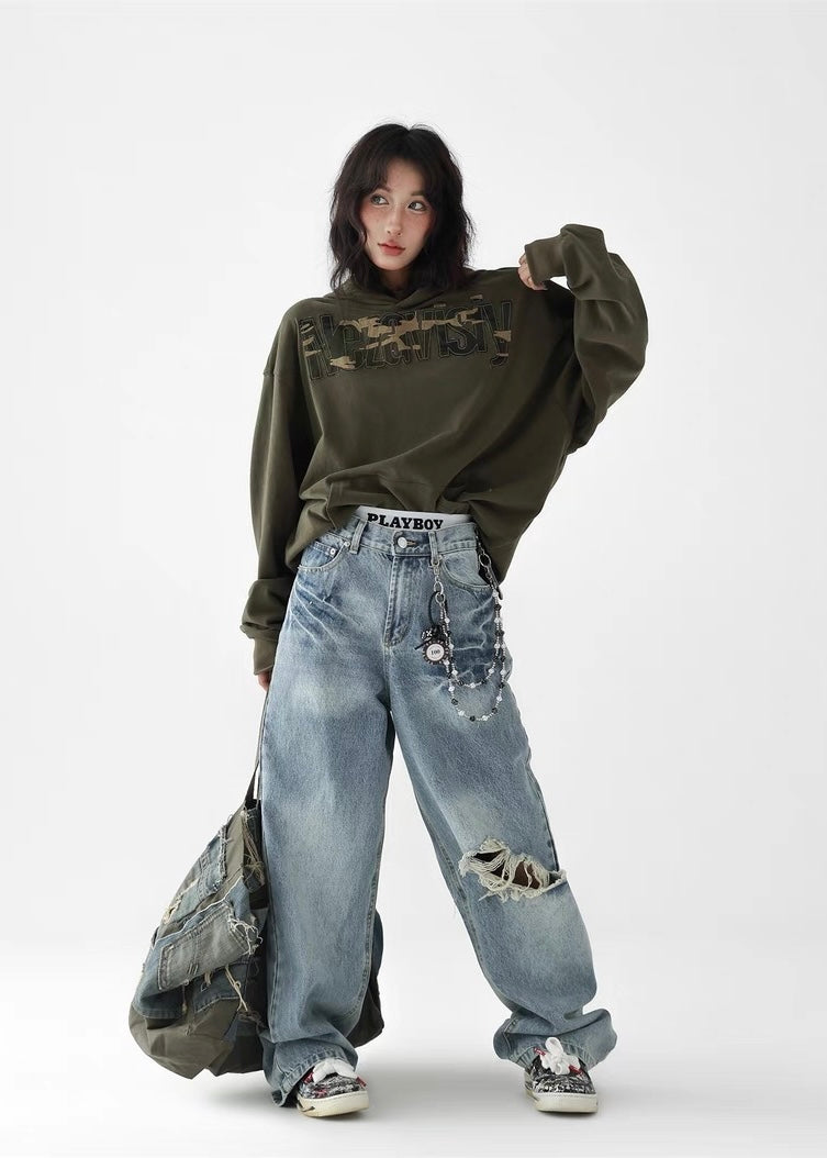 Blue Letter Denim Pants / AS1270