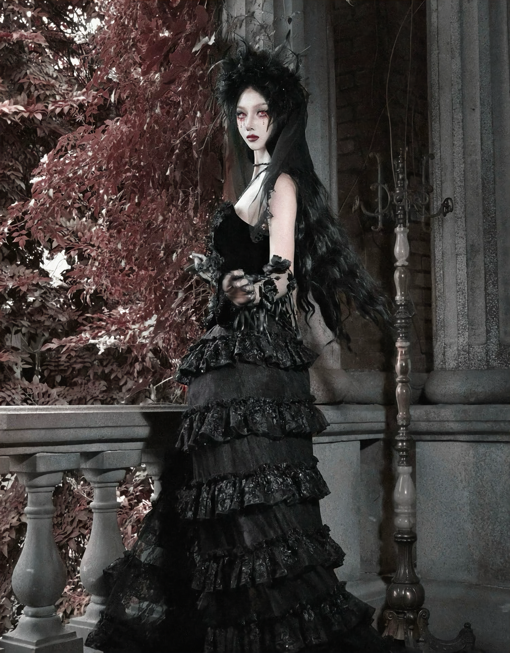 Scarlet Gothic Multi-Layer Tailored Skirt ＆ Cage Petti Coat / CT02