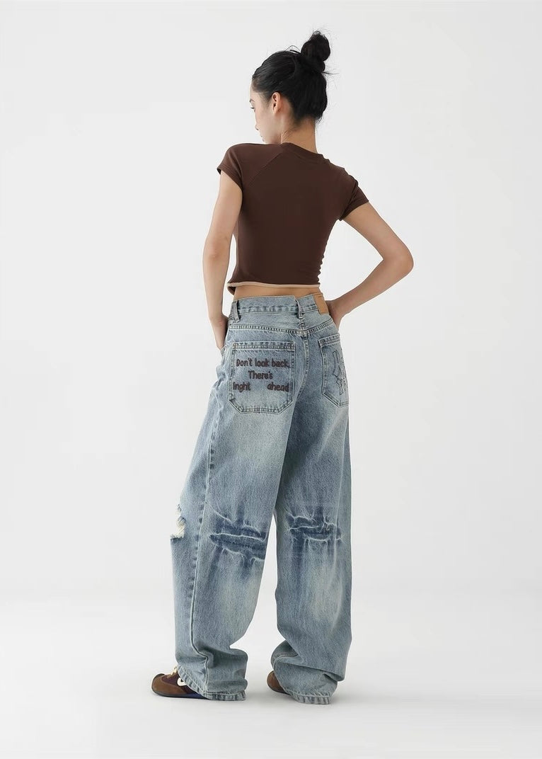Blue Letter Denim Pants / AS1270