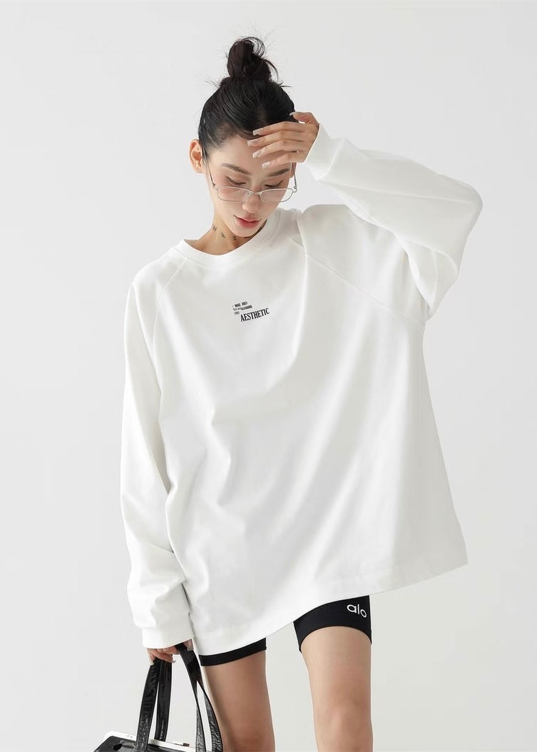 Basic print round neck long sleeve shirt / AS1263