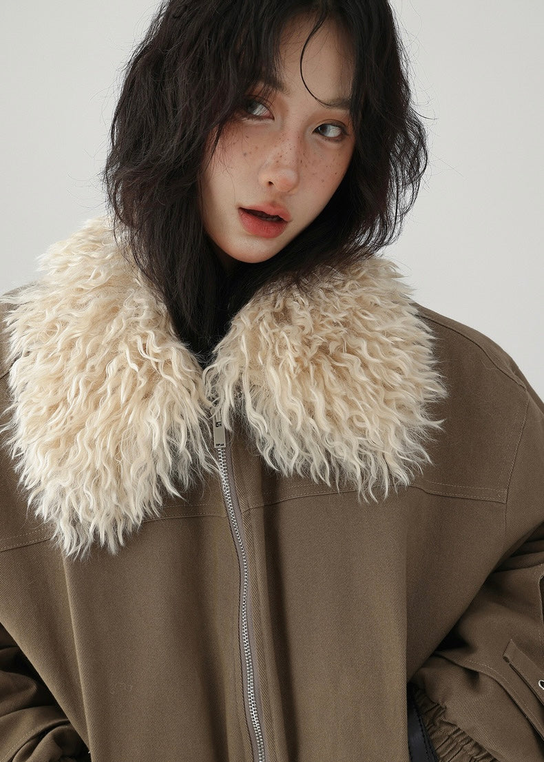 fur-collar work zip jacket / LG1178 