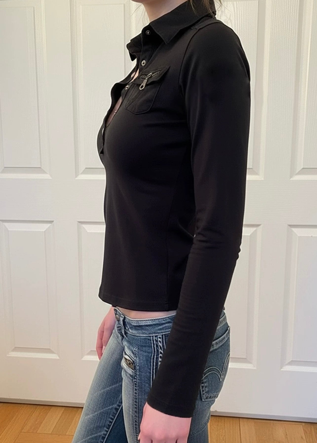 ジッパー付きポケットボタン長袖T / VO1309