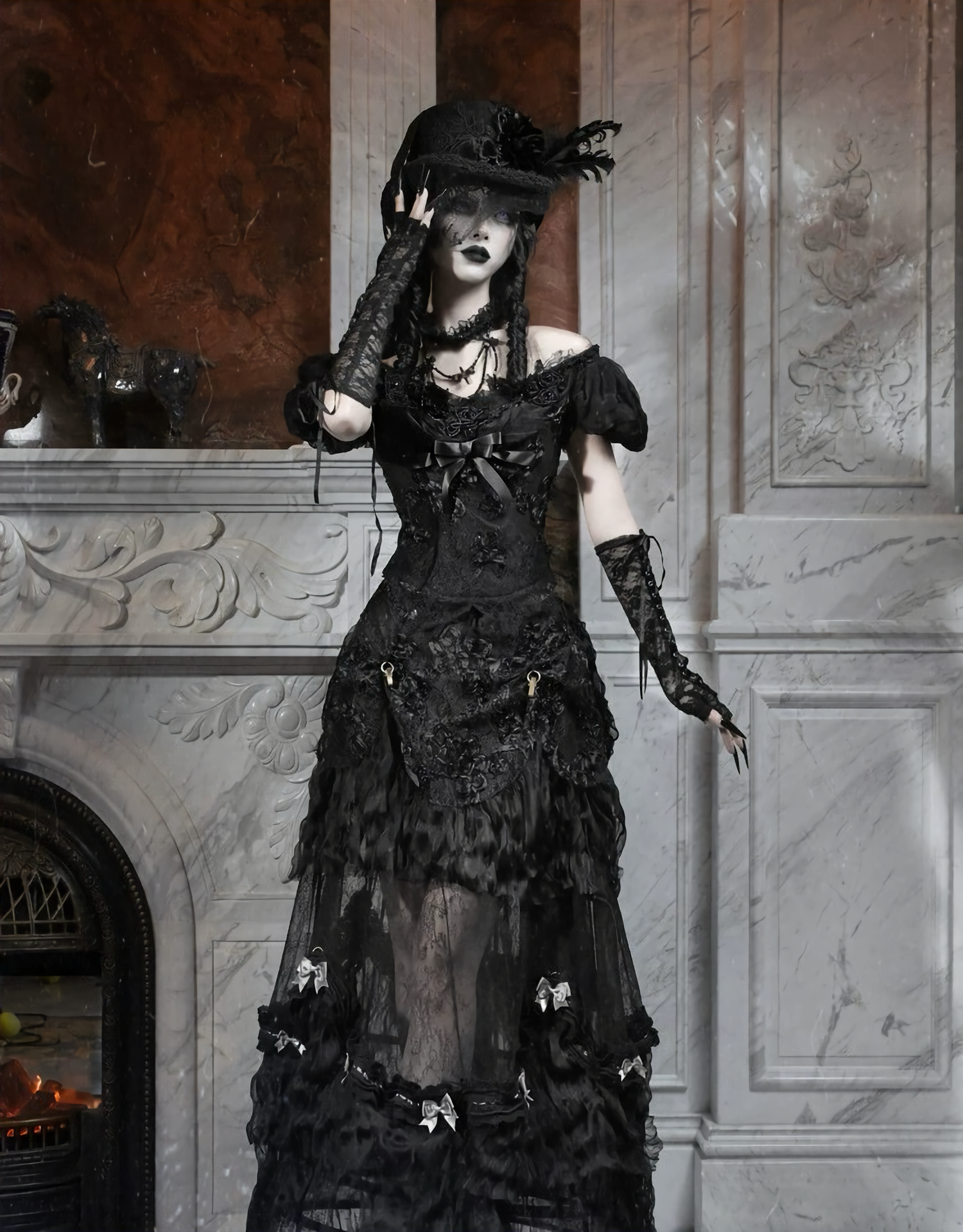 Goth One Shoulder Puff Sleeve Top / NC01