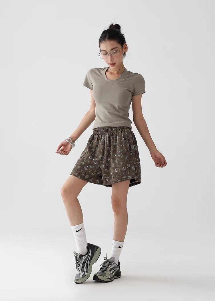 American Retro Drape Flower Pants Shorts & Long Pants / AS1283