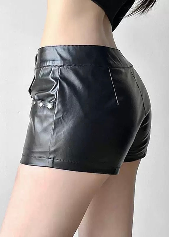 PUレザーレースアップショートパンツ / VO1242
