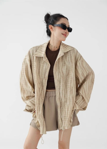 Ruffled drape casual long sleeve shirt / AS1262