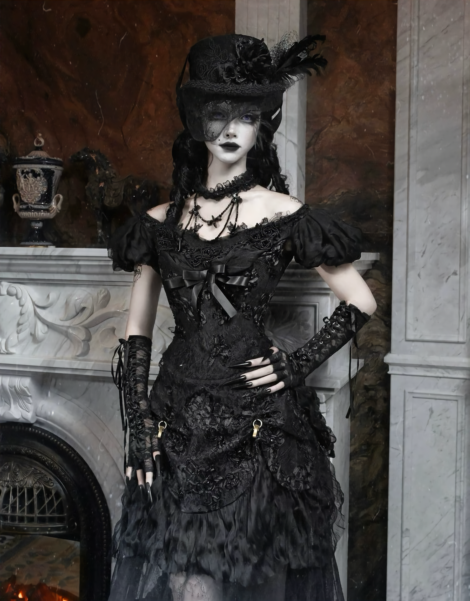 Goth One Shoulder Puff Sleeve Top / NC01